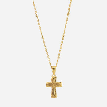 Gold Cross Necklace | 18 kt gold plated steel