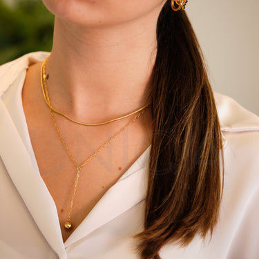 Set of 2 Necklaces Lariat | 18 kt gold plated steel