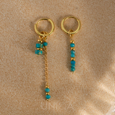 Turquoise Mismatched Dangle Hoops | 925 Sterling silver