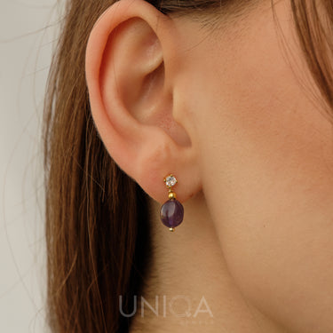 Amethyst Drop Stud Earrings | 925 Sterling silver