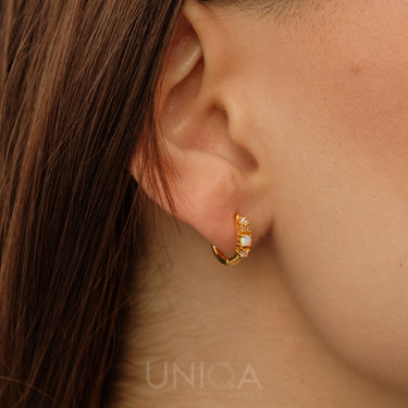 Opal and Zirconia Hoop Earrings | 925 Sterling silver