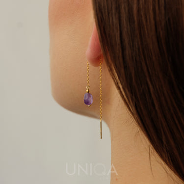 Amethyst Threader Earrings | 925 Sterling silver