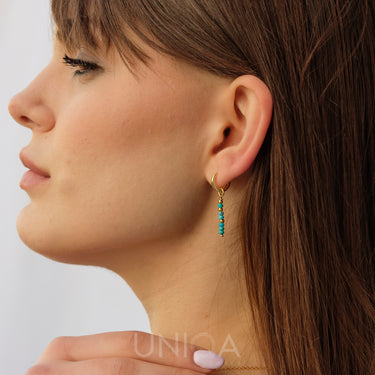 Turquoise Dangle Hoop Earrings | 925 Sterling silver