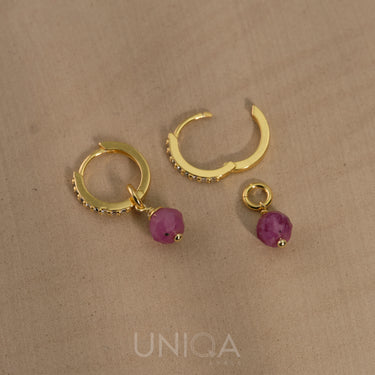 Ruby dangle hoop Earrings | 925 Sterling silver