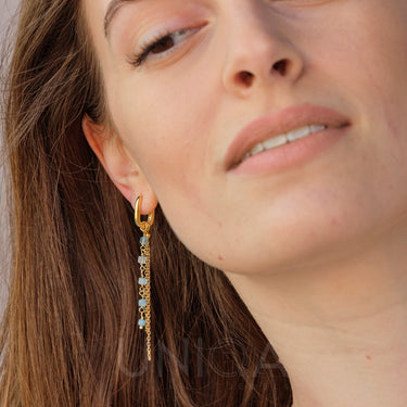 Aquamarine Chain Earrings | 925 Sterling silver