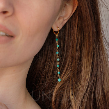 Amazonite dangle hoop Earrings | 925 Sterling silver