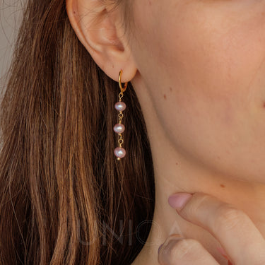 Orecchini pendenti con Perle Rosa in Argento 925