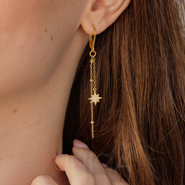 Star Dangle Chain Earrings | 925 Sterling silver