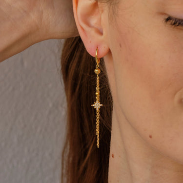 Star Dangle Chain Earrings | 925 Sterling silver