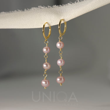 Orecchini pendenti con Perle Rosa in Argento 925