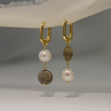 Pearl Smoky Quartz Earrings | 925 Sterling silver