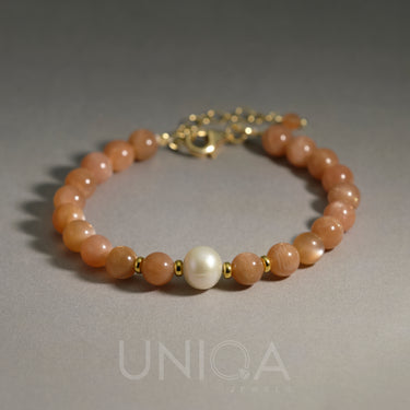 Moonstone Bracelet with Pearl | 925 Sterling silver