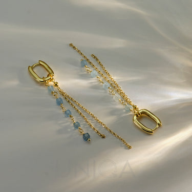 Aquamarine Chain Earrings | 925 Sterling silver