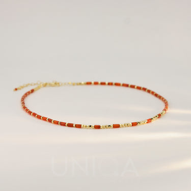 Carnelian Beaded Choker | 925 Sterling Silver