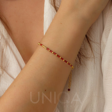 Carnelian Beaded Bracelet | 925 Sterling silver