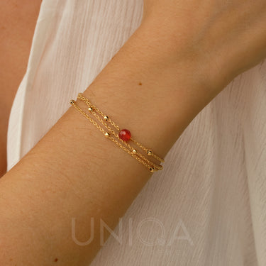 Carnelian Charm Bracelet | 18 kt Gold plated steel