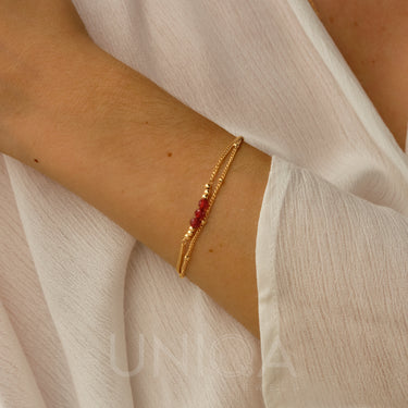 Carnelian Layered Bracelet | 18 kt Gold plated steel