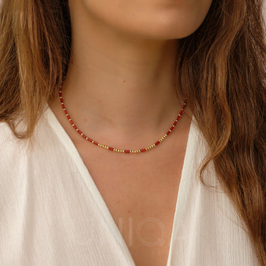 Carnelian Beaded Choker | 925 Sterling Silver