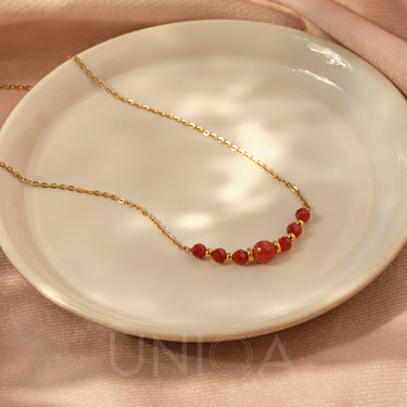 Carnelian bar Necklace | 18 kt gold plated steel