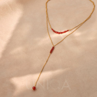 Carnelian Layered Necklace | 18 kt gold plated steel