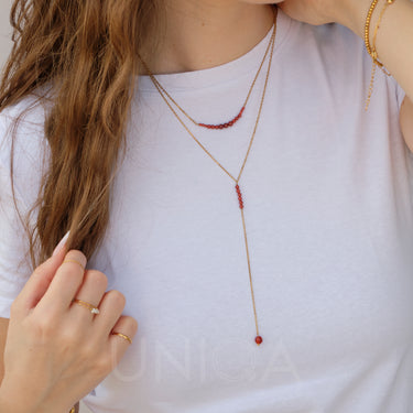 Carnelian Layered Necklace | 18 kt gold plated steel