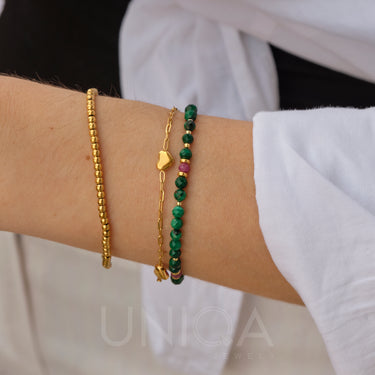 Malachite & Ruby Beaded Bracelet | 925 Sterling silver