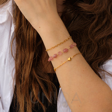 Rose Quartz Beaded Bracelet | 925 Sterling silver