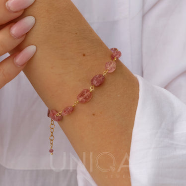 Rose Quartz Beaded Bracelet | 925 Sterling silver