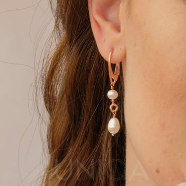 Pearl Rose Gold Drop Earrings | 925 Sterling silver