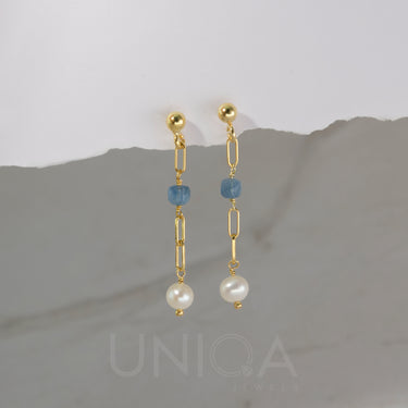 Aquamarine Pearl dangle Earrings | 925 Sterling silver