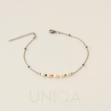 Pearl Anklet rainbow | Stainless steel