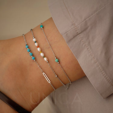 Turquoise Howlite Anklet | Stainless steel