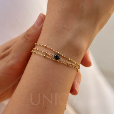 Onyx Charm Bracelet | 18 kt Gold plated steel