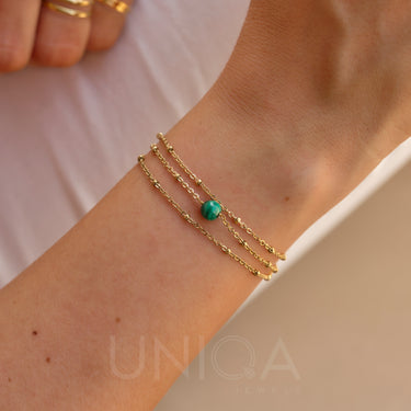 Bracciale tre fili con pietra Malachite