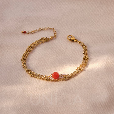 Carnelian Charm Bracelet | 18 kt Gold plated steel