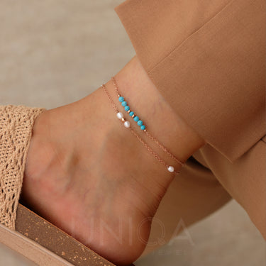 Turquoise bar Anklet | Stainless steel