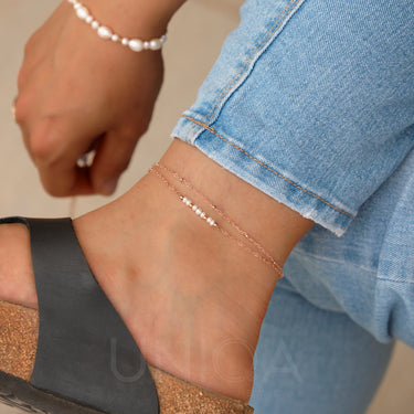 Pearl layered Anklet | Stainless steel