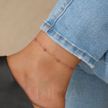 Ruby rosary Anklet | Stainless steel