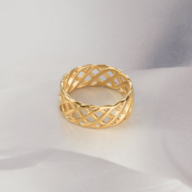 Weave Ring | 18 kt gold plated steel