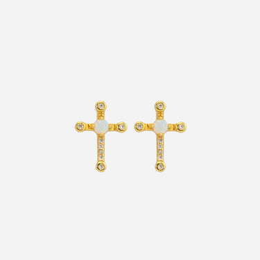 Cross Opal Earrings | 925 Sterling Silver