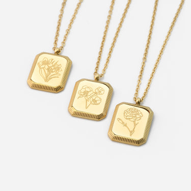 Flora pendant Necklace | 18 kt gold plated steel