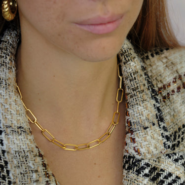 Link chain Necklace | 18 kt gold plated steel