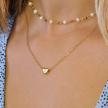 Initial Heart necklace | 18 kt gold plated steel