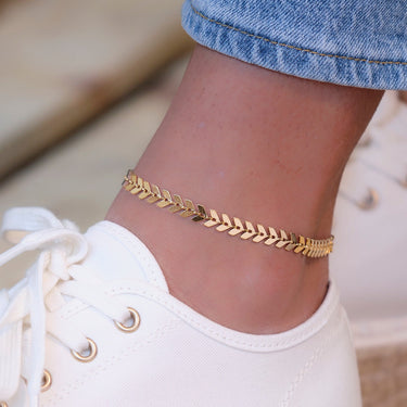 Chevron Anklet | 18 kt gold plated steel